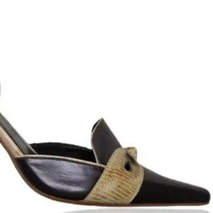 Bcbgirls Women's Leather Pointed Toe D'orsay Bow Brown Heels